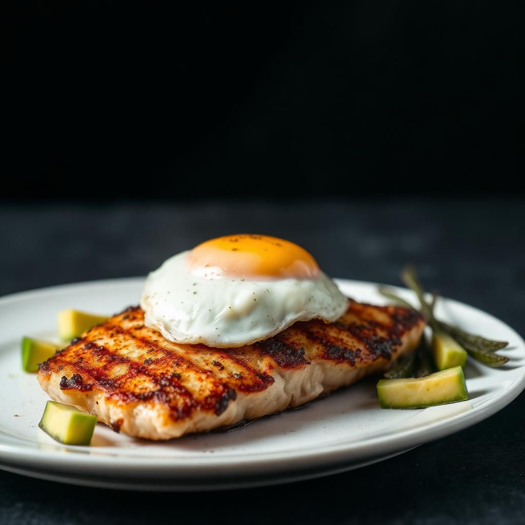 Pechuga de pollo con huevo y aguacate